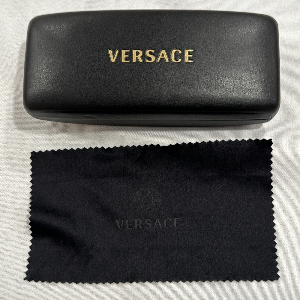 Versace Black Hard Shell Sunglass Case and cleaning cloth